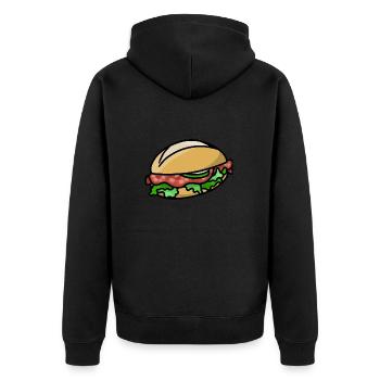 Délicieux rouleaux de salami concombre cuisine de rue allemande - Veste à capuche bio Premium Unisexe - noir - Dos - Nico (187cm)