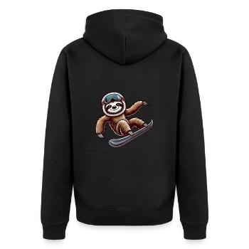 mignon paresseux snowboard dessin animé sports d’hiver - Veste à capuche bio Premium Unisexe - noir - Dos - Nico (187cm)