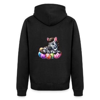 Cute Zebra Easter Egg Cartoon Easter - Unisex Premium Organic Zip Hoodie - black - Back - Nico (187cm)