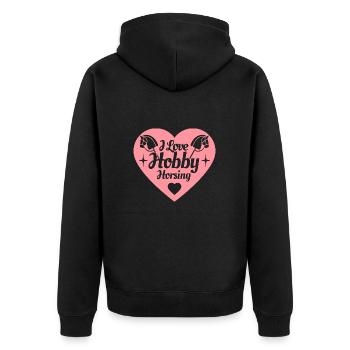 J’aime Hobby Horsing - Coeur - Hobby - Veste à capuche bio Premium Unisexe - noir - Dos - Nico (187cm)