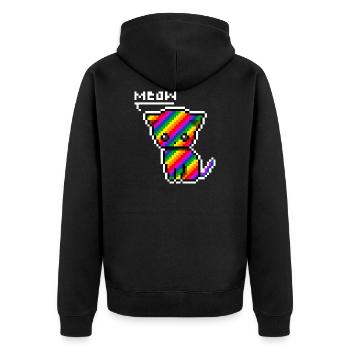 rainbow cat - Unisex Premium Bio Zip Hoodie - Schwarz - Hinten - Nico (187cm)