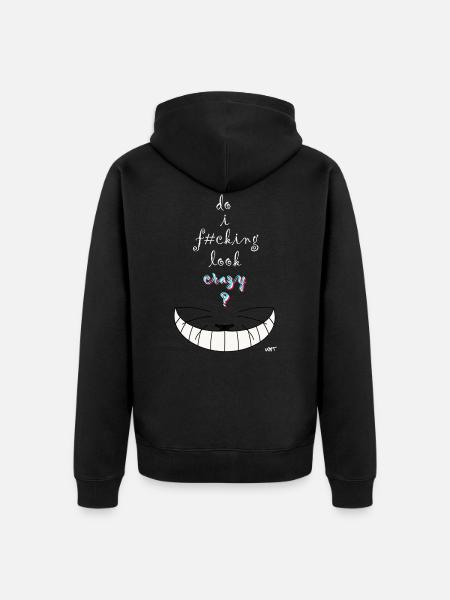 Alice crazy cat - Unisex Premium Organic Zip Hoodie - black