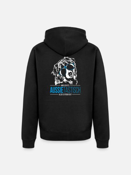 AUSSIETASTISCH Australian Shepherd Wilsigns - Unisex Premium Bio Zip Hoodie - Schwarz