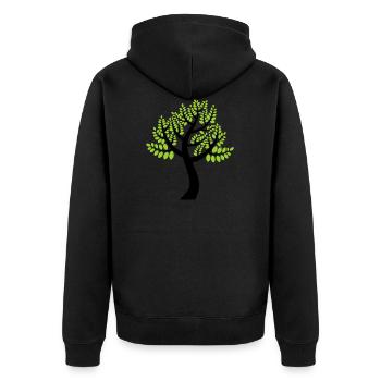 Natur - Unisex Premium Bio Zip Hoodie - Schwarz - Hinten - Nico (187cm)
