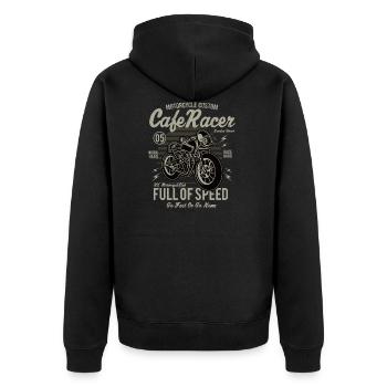 Cafe Racer Full Of Speed - Unisex Premium Organic Zip Hoodie - black - Back - Nico (187cm)