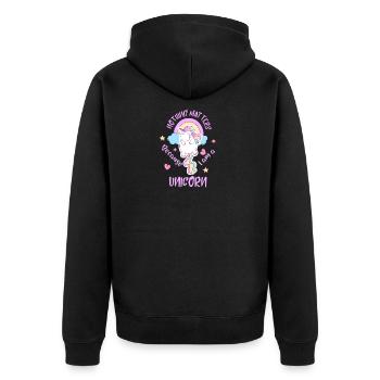 Unicorn - Unisex Premium Bio Zip Hoodie - Schwarz - Hinten - Nico (187cm)