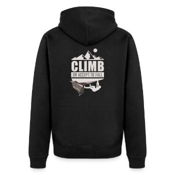 Climb Klettern Bouldern - Unisex Premium Bio Zip Hoodie - Schwarz - Hinten - Nico (187cm)