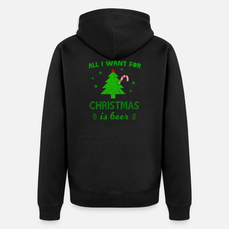 Weihnachten Bier - Geschenk - Unisex Premium Bio Zip Hoodie - Schwarz