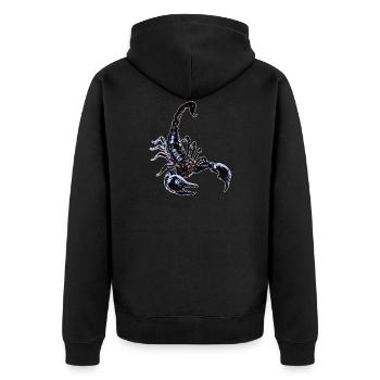 Skorpion - Unisex Premium Bio Zip Hoodie - Schwarz - Hinten - Nico (187cm)