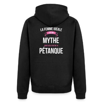 Pétanque idéale mythe cadeau noël - Veste à capuche bio Premium Unisexe - noir - Dos - Nico (187cm)