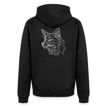 Schneefuchs Line Art - Unisex Premium Bio Zip Hoodie - Schwarz - Hinten - Nico (187cm)