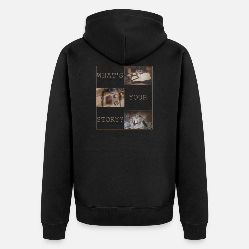 Quel est votre histoire? - Veste à capuche bio Premium Unisexe - noir