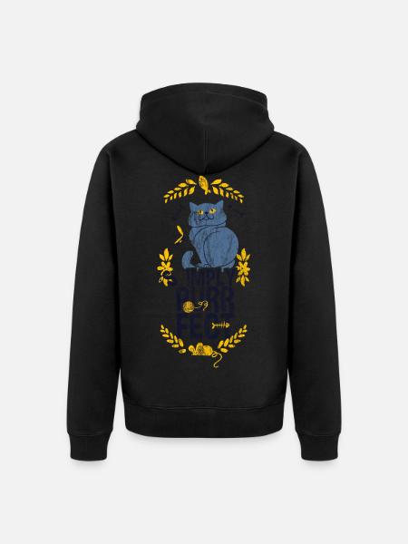 PERFECT CAT - Cat Maus Fisch Katzen Sprüche Shirt - Unisex Premium Bio Zip Hoodie - Schwarz