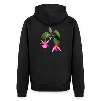 blumen fuchsia fuchsie flowers garten - Unisex Premium Bio Zip Hoodie - Schwarz - Hinten - Nico (187cm)