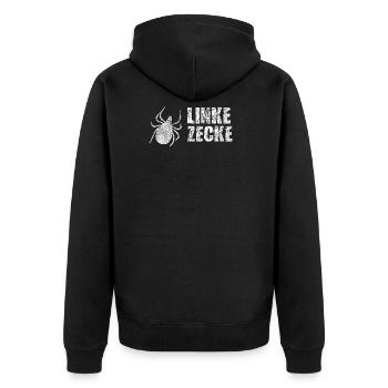 Linke Zecke, Antifa, Gegen Nazis, Alerta - Unisex Premium Bio Zip Hoodie - Schwarz - Hinten - Nico (187cm)