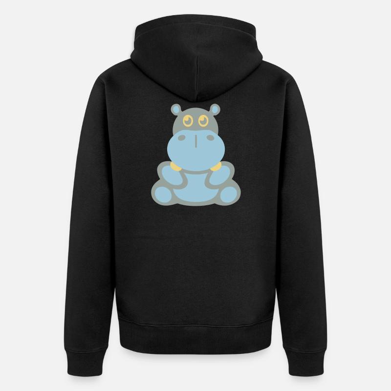 Nilpferd (hippo) - Unisex Premium Bio Zip Hoodie - Schwarz