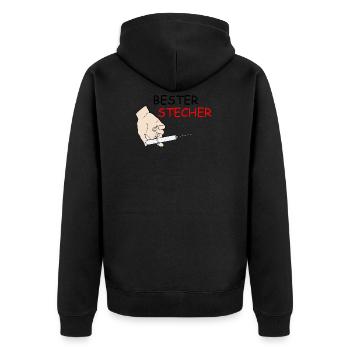 Neues T-Shirt Bester Stecher Geschenkidee - Unisex Premium Bio Zip Hoodie - Schwarz - Hinten - Nico (187cm)