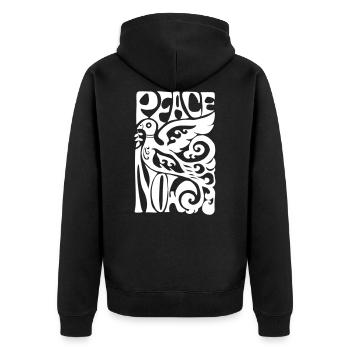 Peace Now! World Peace 60s Peace Dove - Unisex Premium Organic Zip Hoodie - black - Back - Nico (187cm)