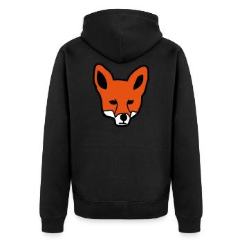 Fuchs Geschenk Geschenkidee - Unisex Premium Bio Zip Hoodie - Schwarz - Hinten - Nico (187cm)