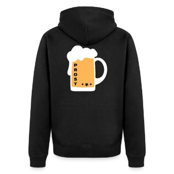 Prost Bier Alkohol Krug - Unisex Premium Bio Zip Hoodie - Schwarz - Hinten - Nico (187cm)