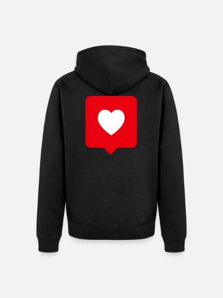 LIKE ME - heart love - Unisex Premium Organic Zip Hoodie - black
