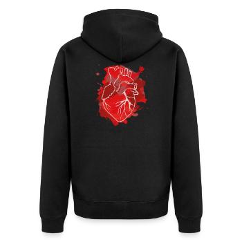 Herz - Unisex Premium Bio Zip Hoodie - Schwarz - Hinten - Nico (187cm)