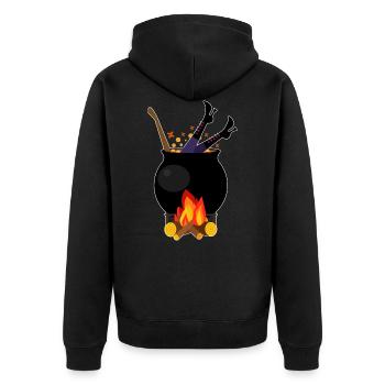 Witch in saucepan - Halloween cooking firewood - Unisex Premium Organic Zip Hoodie - black - Back - Nico (187cm)