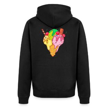 Eis Speiseeis Eiskrem Eiscreme Kugeleis Eisbecher - Unisex Premium Bio Zip Hoodie - Schwarz - Hinten - Nico (187cm)