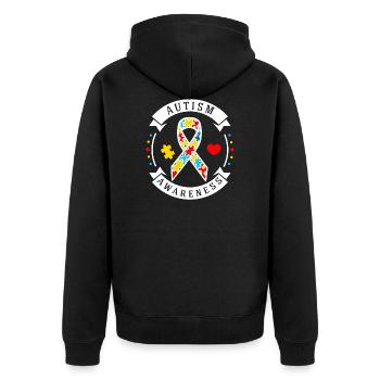 Autismus Autist ADHS Autism Awareness Geschenk - Unisex Premium Bio Zip Hoodie - Schwarz - Hinten - Nico (187cm)
