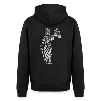Justitia - Unisex Premium Organic Zip Hoodie - black - Back - Nico (187cm)