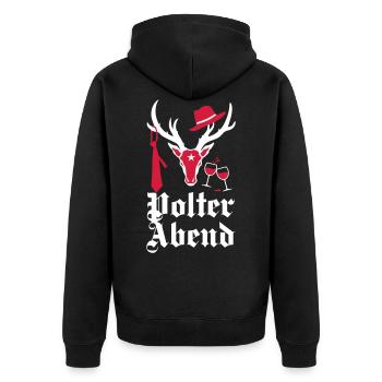 163 Edel Hirsch Polterabend JGA Wein Hut Krawatte - Unisex Premium Bio Zip Hoodie - Schwarz - Hinten - Nico (187cm)