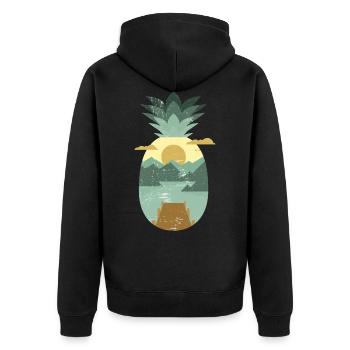 Vintage fruits tropicaux - ananas - Veste à capuche bio Premium Unisexe - noir - Dos - Nico (187cm)