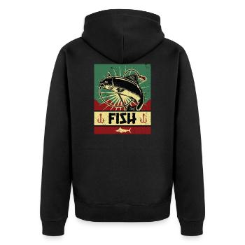 Fishing propaganda - Unisex Premium Organic Zip Hoodie - black - Back - Nico (187cm)