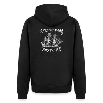 Spiekeroog, Nordsee - Unisex Premium Bio Zip Hoodie - Schwarz - Hinten - Nico (187cm)