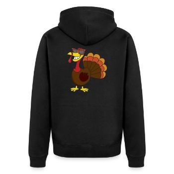 Thanksgiving Erntedankfest Truthahn Pute Pilger - Unisex Premium Bio Zip Hoodie - Schwarz - Hinten - Nico (187cm)