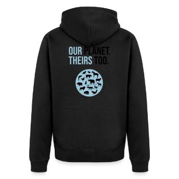 Tierschutz - Unisex Premium Bio Zip Hoodie - Schwarz - Hinten - Nico (187cm)
