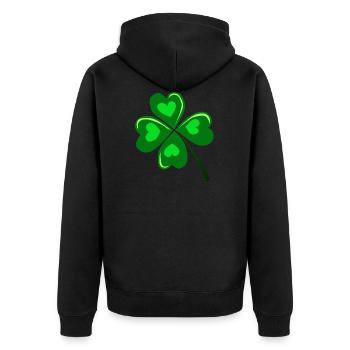 Trefle st. Patrick Herz 4 vier Blatt 2603 k - Unisex Premium Bio Zip Hoodie - Schwarz - Hinten - Nico (187cm)