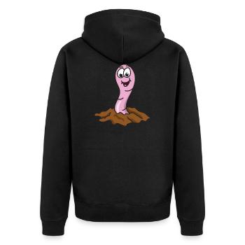 Funny Cute Cool Earthworm - Unisex Premium Organic Zip Hoodie - black - Back - Nico (187cm)