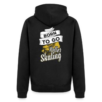 Rollschuhe - Unisex Premium Bio Zip Hoodie - Schwarz - Hinten - Nico (187cm)