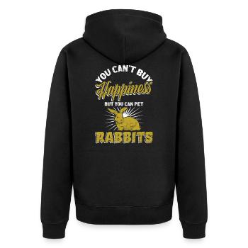 Kaninchen Hase - Unisex Premium Bio Zip Hoodie - Schwarz - Hinten - Nico (187cm)