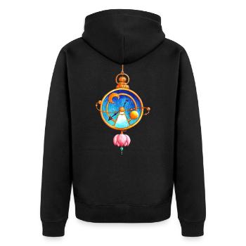 Magische Uhr - Unisex Premium Bio Zip Hoodie - Schwarz - Hinten - Nico (187cm)