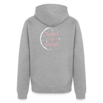 Winter - Unisex Premium Bio Zip Hoodie - Grau meliert - Hinten - Nico (187cm)