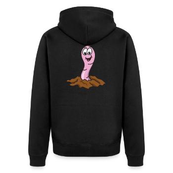Regenwurm - Unisex Premium Bio Zip Hoodie - Schwarz - Hinten - Nico (187cm)