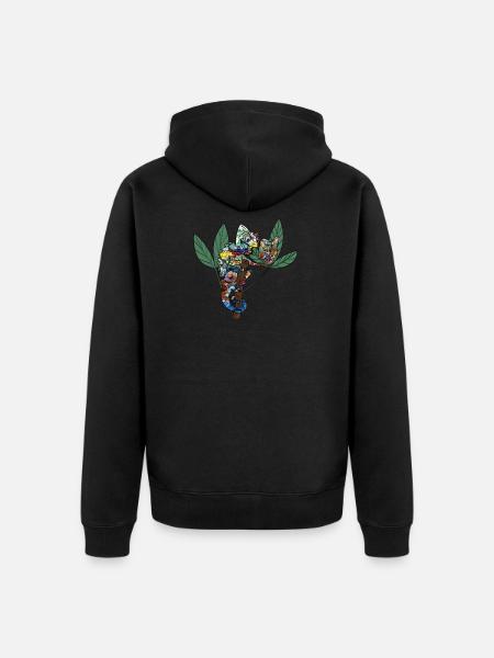 Cool chameleon with comic - Unisex Premium Organic Zip Hoodie - black
