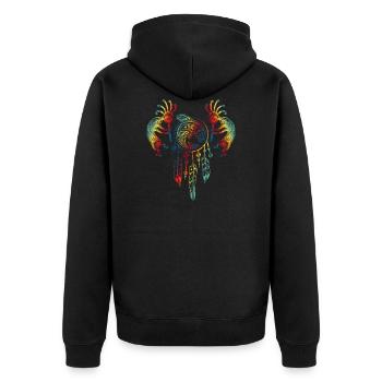 Native American Kokopelli Whale Dreamcatcher 1 - Unisex Premium Bio Zip Hoodie - Schwarz - Hinten - Nico (187cm)