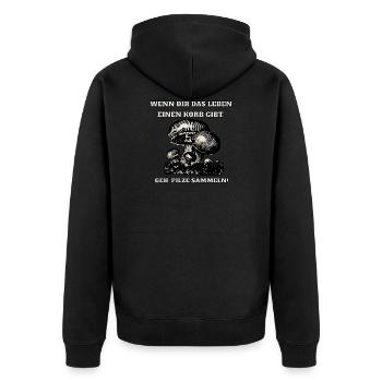 Geh Pilze sammeln Pilzsammler Geschenk Wald - Unisex Premium Bio Zip Hoodie - Schwarz - Hinten - Nico (187cm)