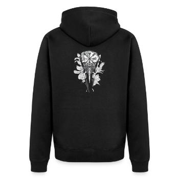 Kompass nordisch - Unisex Premium Bio Zip Hoodie - Schwarz - Hinten - Nico (187cm)