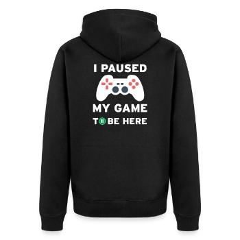 I paused my game to be here - Veste à capuche bio Premium Unisexe - noir - Dos - Nico (187cm)