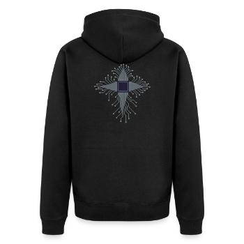 Pixel Art CPU Herz Platine Geschenk für PC Nerds - Unisex Premium Bio Zip Hoodie - Schwarz - Hinten - Nico (187cm)