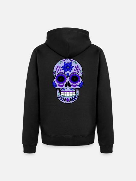 Sugar skull skull halloween - Unisex Premium Organic Zip Hoodie - black